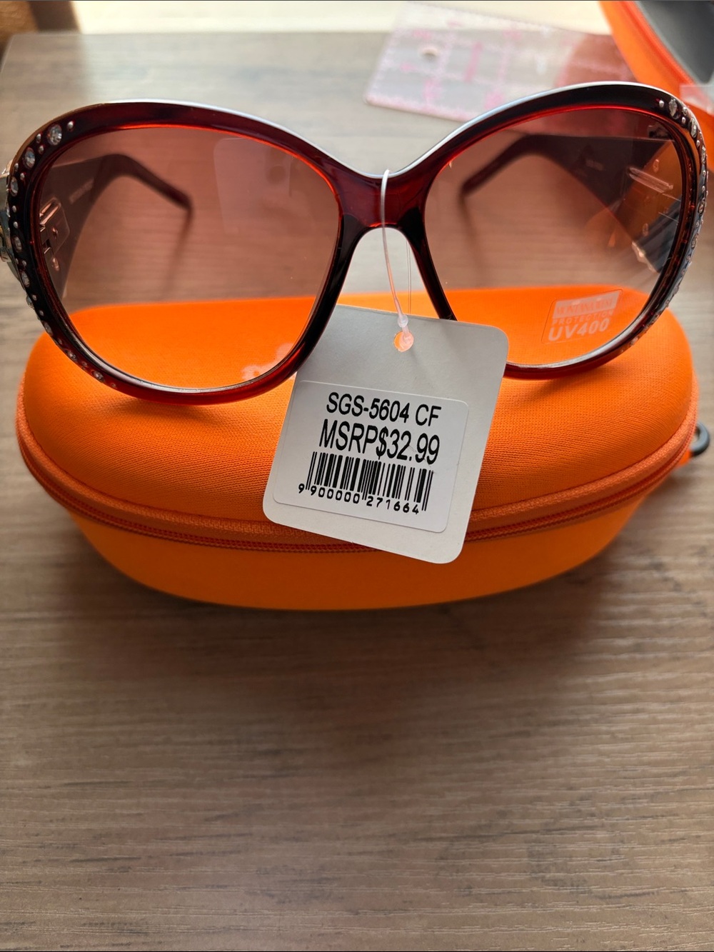 NWT Montana WestWomen's Oversized Brown Sunglasses with Crystal Accents